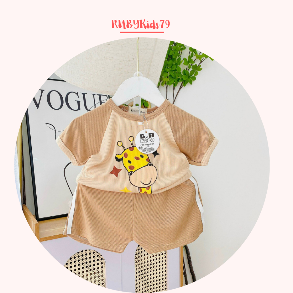 Bộ cộc tay bé trai chất vải tăm lạnh họa tiết dễ thương thoáng mát mùa hè - rubykids79
