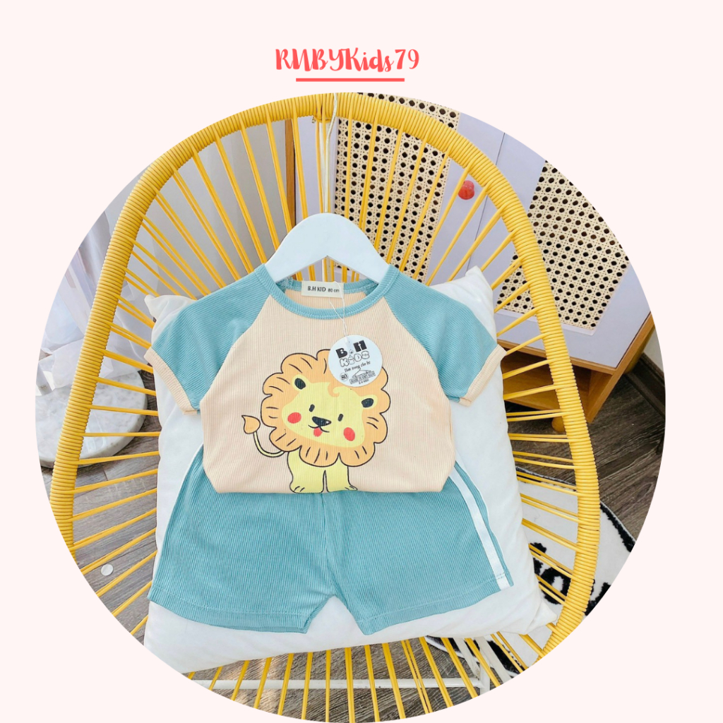 Bộ cộc tay bé trai chất vải tăm lạnh họa tiết dễ thương thoáng mát mùa hè - rubykids79