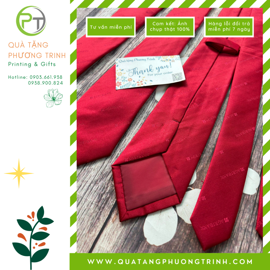 Caravat / Cà vạt nam Agribank màu đỏ đô