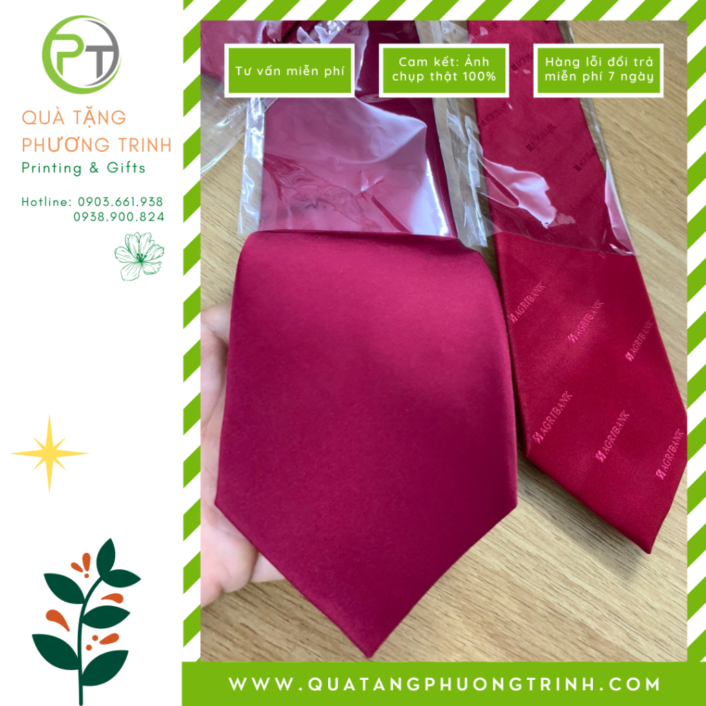 Caravat / Cà vạt nam Agribank màu đỏ đô