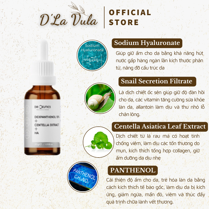 Serum DrCeutics B5 Dexpanthenol 10% + Centella Extract + HA 10 - 30 - 100