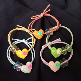 Dây cột tóc nữ trái tim đính hoa 03(được chọn màu)