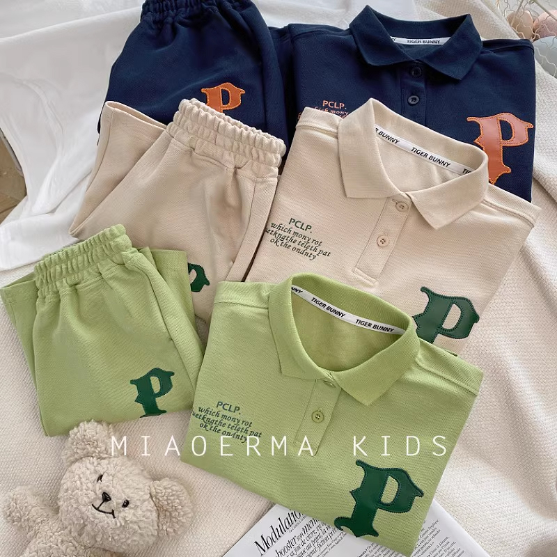 Bộ quần áo Polo cho bé trai, bé gái size đại từ 6 đến 65kg - Set Polo chữ P