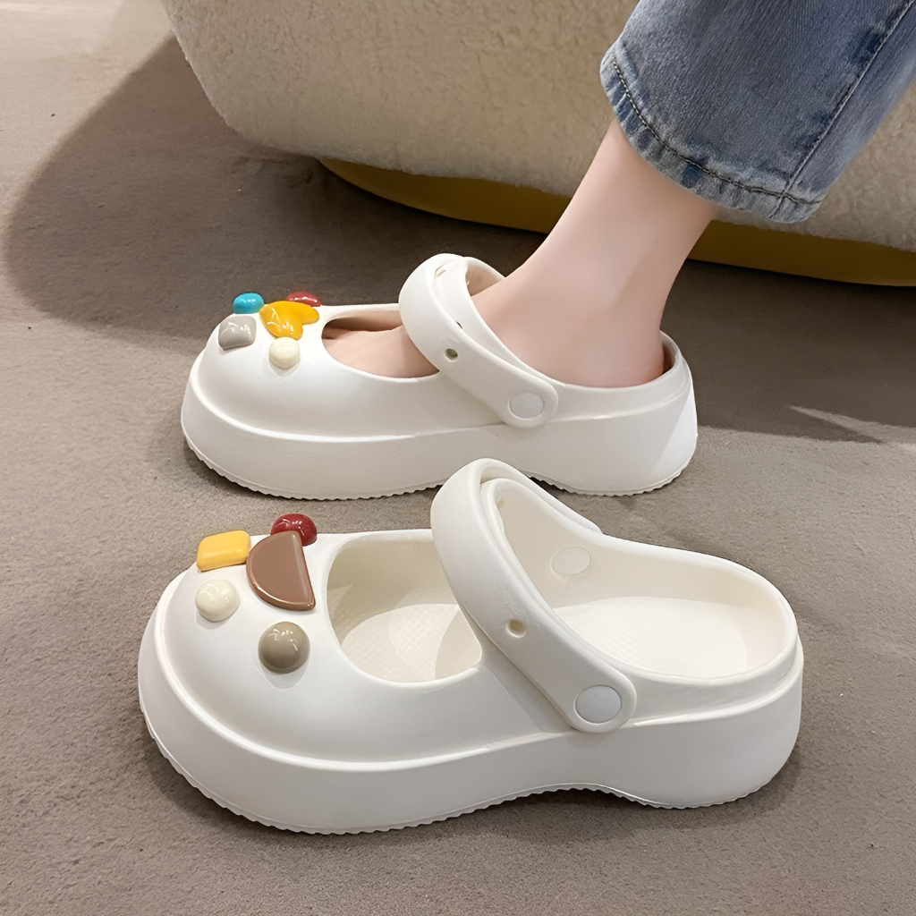 Dép sục nữ đế dày 3.5cm Mũi Tròn Đáng Yêu, nhiều hình tùy chọn dễ thương