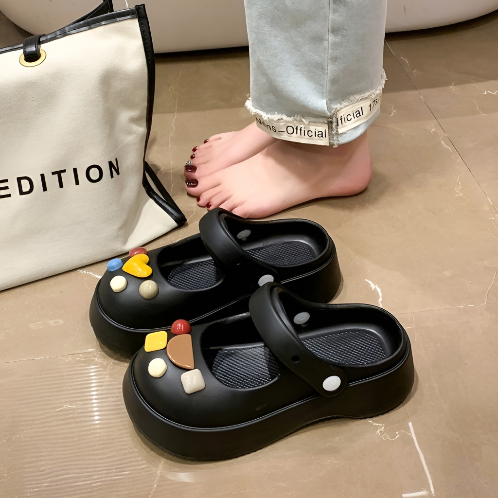 Dép sục nữ đế dày 3.5cm Mũi Tròn Đáng Yêu, nhiều hình tùy chọn dễ thương