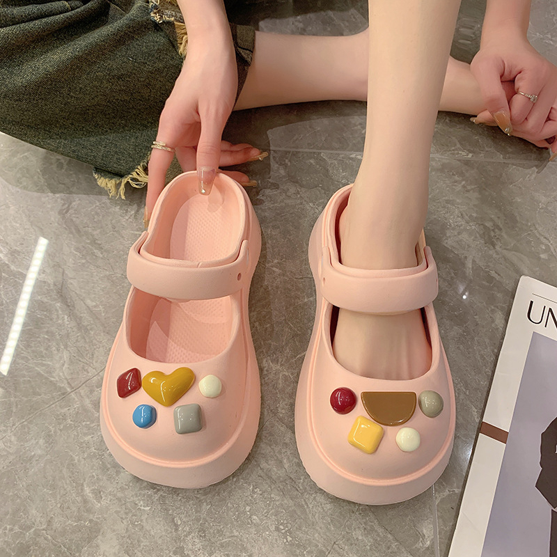 Dép sục nữ đế dày 3.5cm Mũi Tròn Đáng Yêu, nhiều hình tùy chọn dễ thương