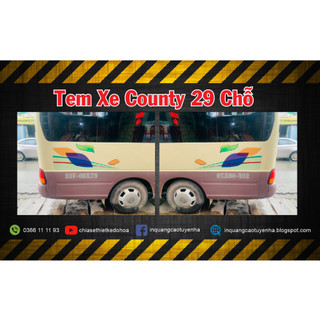 Tem xe county 29 chỗ | tem xe 29 đề can nền trong suốt
