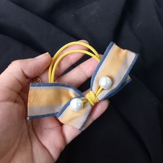 Dây cột tóc nơ phối 2 hạt siêu xinh (được chọn màu)