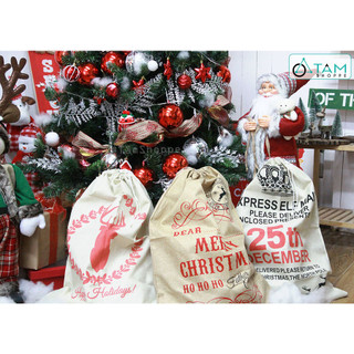 [NOEL-GIÁNG SINH-CÓ HỎA TỐC] Túi đựng quà ông già vải bố cỡ lớn 50x70cm TUIVAI-01