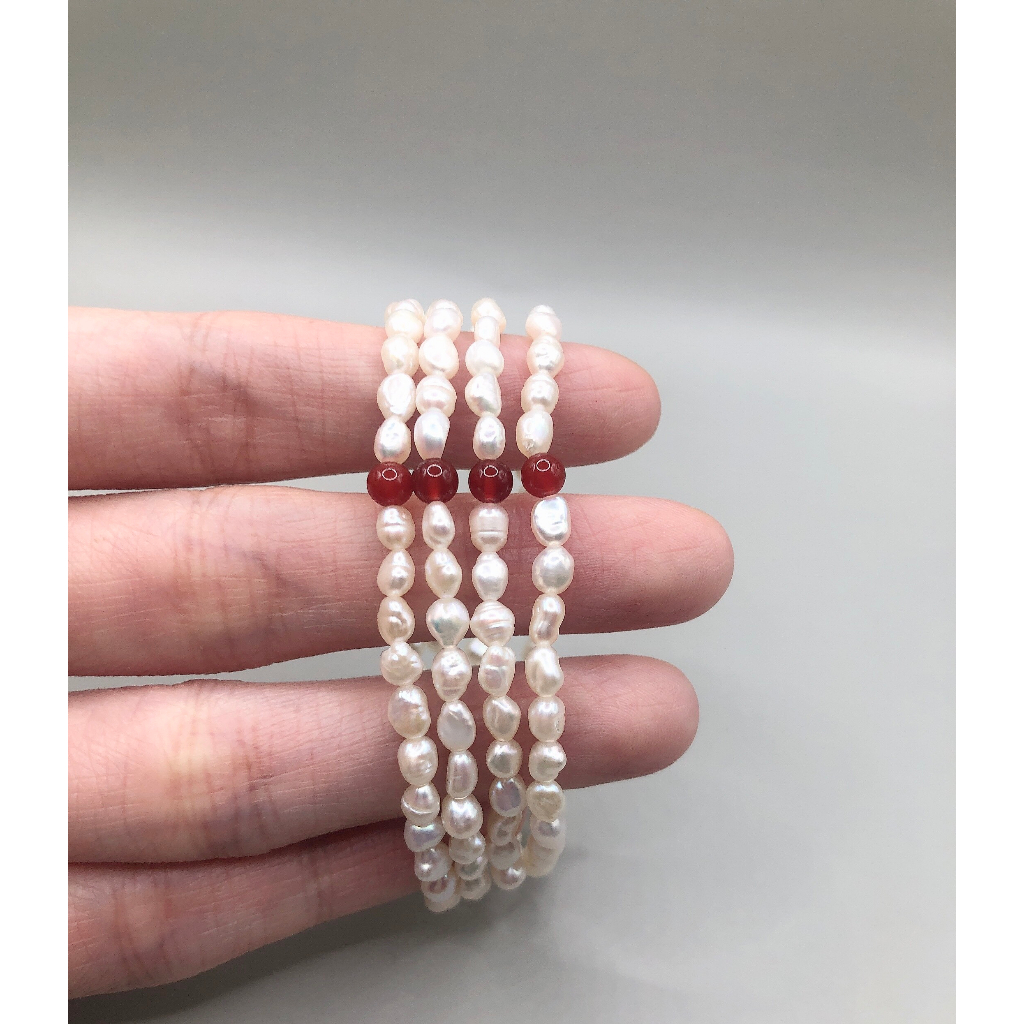 Vòng tay trai gạo nhí bóng đẹp phối đ.á mã não