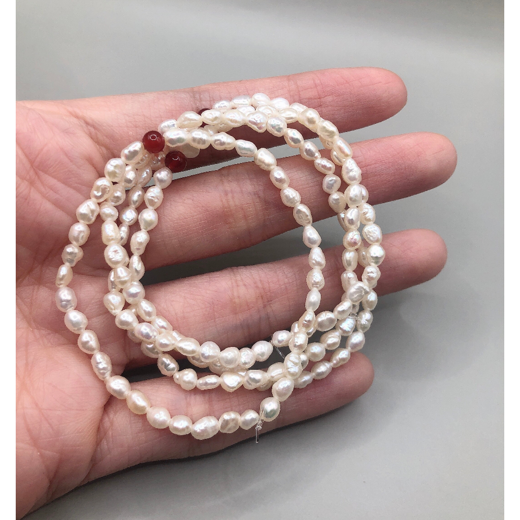 Vòng tay trai gạo nhí bóng đẹp phối đ.á mã não