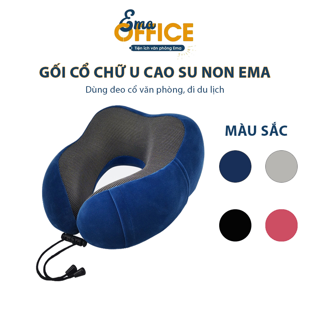 Gối kê cổ chữ U cao su non chống mỏi cổ EMA - Dùng đeo cổ văn phòng, ô tô đi du lịch