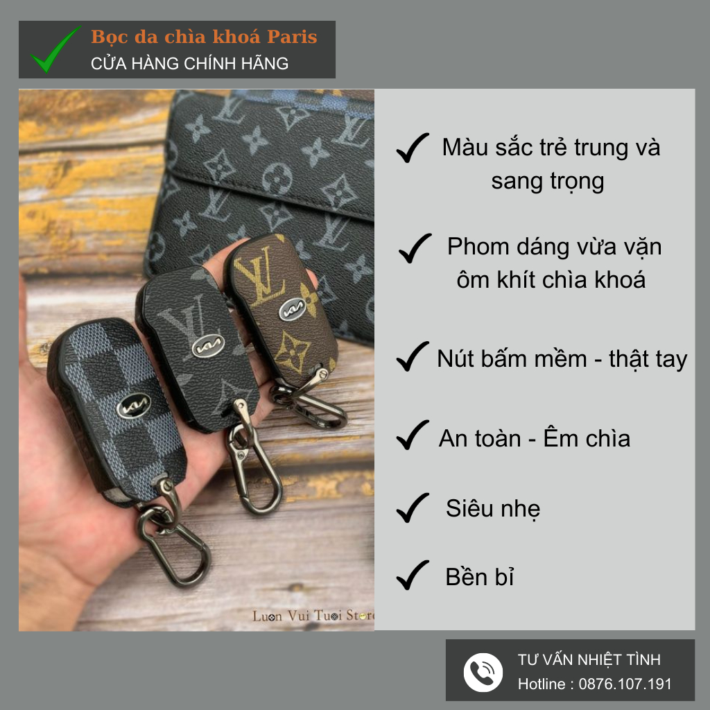 Bọc chìa khoá Kia Cerato 2019-2023,bao da ốp chìa khoá ô tô cerato da thật trẻ trung sành điệu