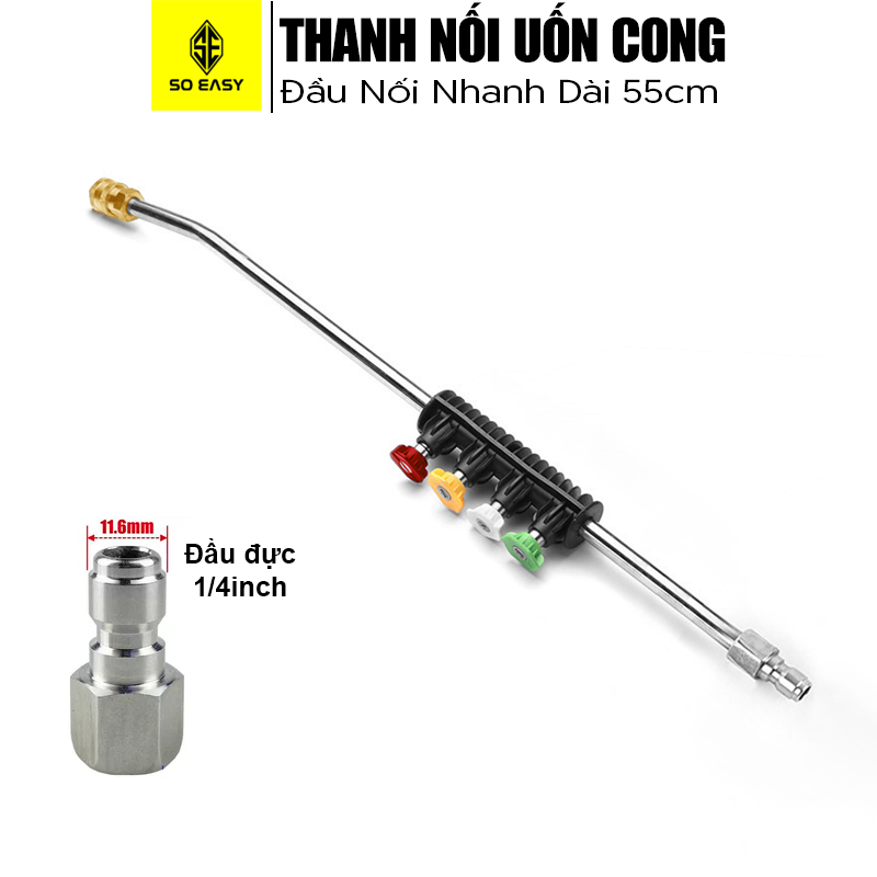 Bộ thanh nối dài 55cm C0004-79 So Easy gắn đầu vòi xúng kèm 4 béc xịt tăng áp góc 035 cho máy rửa xe gia đình áp lực cao