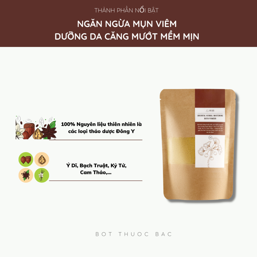 Combo Bột Thuốc Bắc Tắm Trắng Da By'HERB 250G