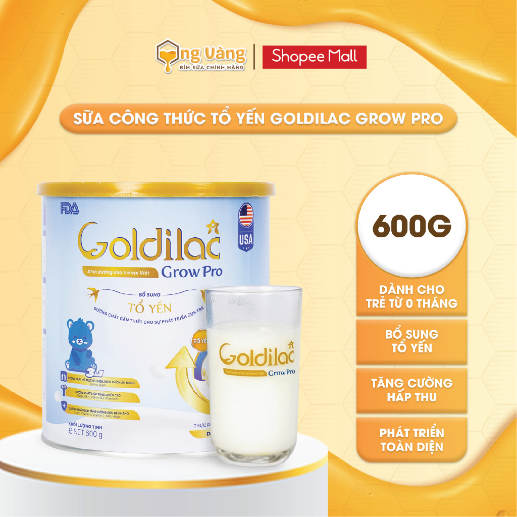 Sữa Công Thức GOLDILAC GROW PRO hộp thiếc 600gr