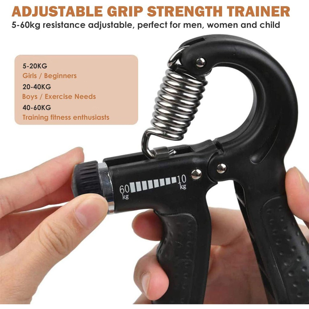 Kìm Bóp Tay, Dụng Cụ Tập Gym Tại Nhà Điều Chỉnh Lực 5-60kg, Đếm Số Chính Xác, Chất Liệu Silicon Chống Trượt, Nhỏ Gọn Tiệ