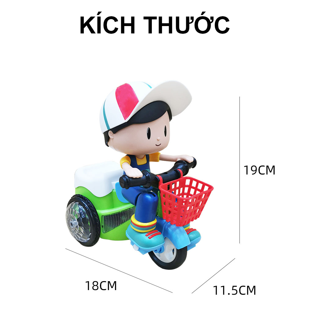 Đồ chơi em bé đi xe đạp xoay 360 độ có đèn và nhạc vui nhộn cho bé