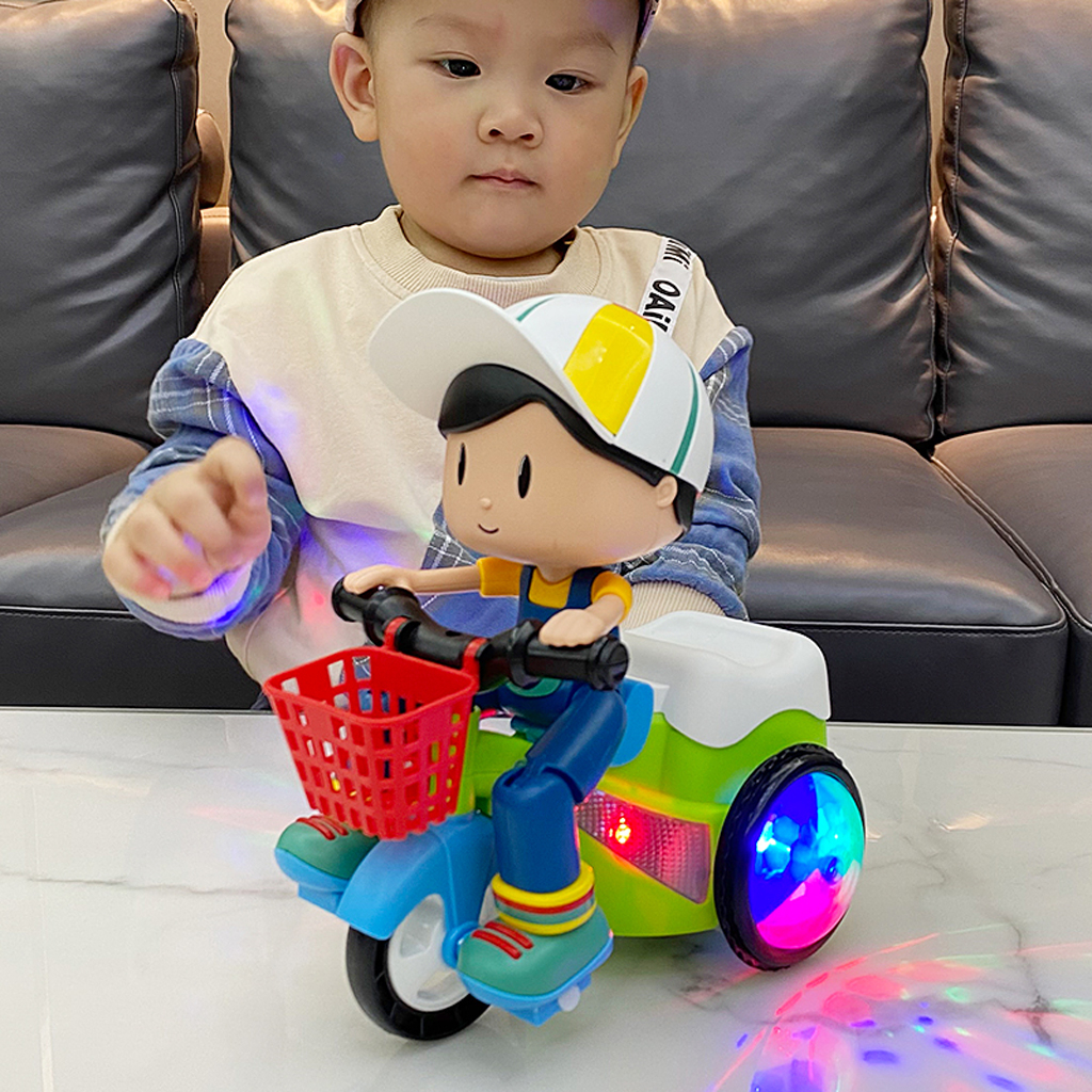Đồ chơi em bé đi xe đạp xoay 360 độ có đèn và nhạc vui nhộn cho bé