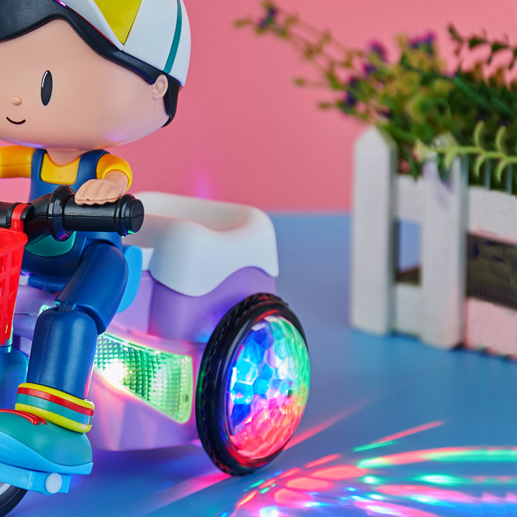 Đồ chơi em bé đi xe đạp xoay 360 độ có đèn và nhạc vui nhộn cho bé