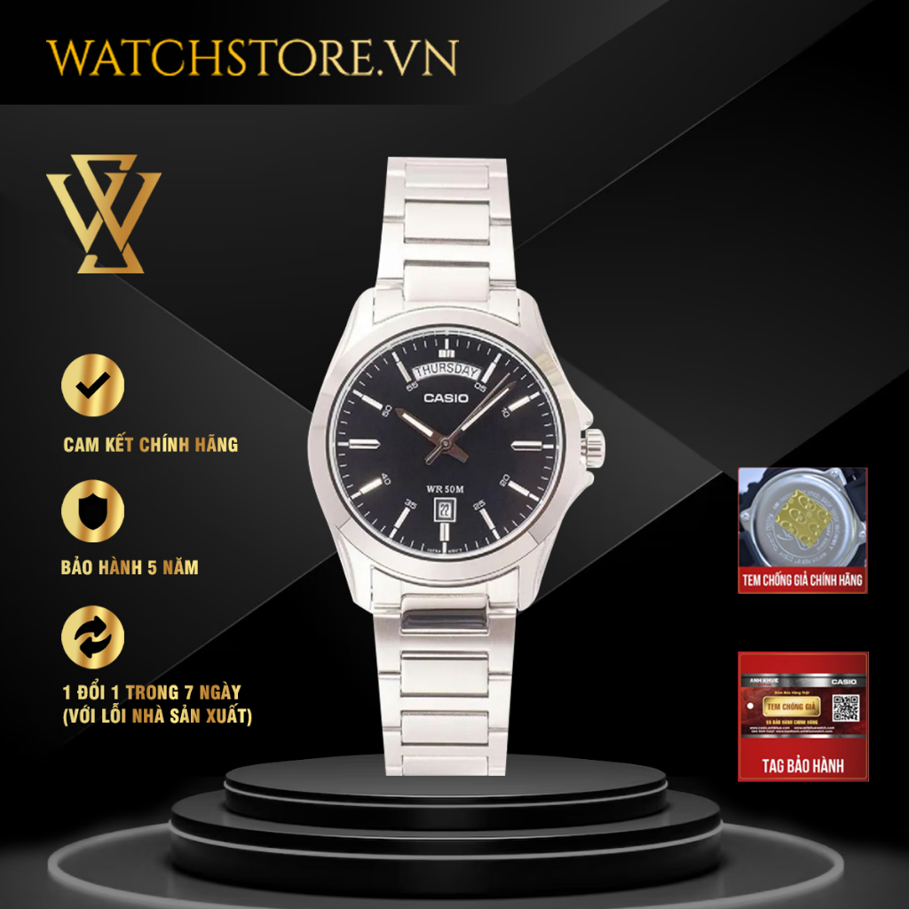 Đồng Hồ Quartz Nam Casio WATCHSTORE MTP-1370D-1A1VDF Thiết Kế Kính Khoáng 40mm, Dây Kim Loại, Vỏ Thép Không Gỉ