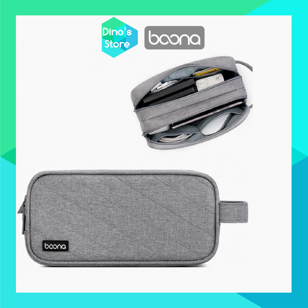 Túi đựng phụ kiện điện tử đồ công nghệ Baona, Boona dáng dọc kiêm đựng ổ cứng pin dự phòng dây sạc laptop B001
