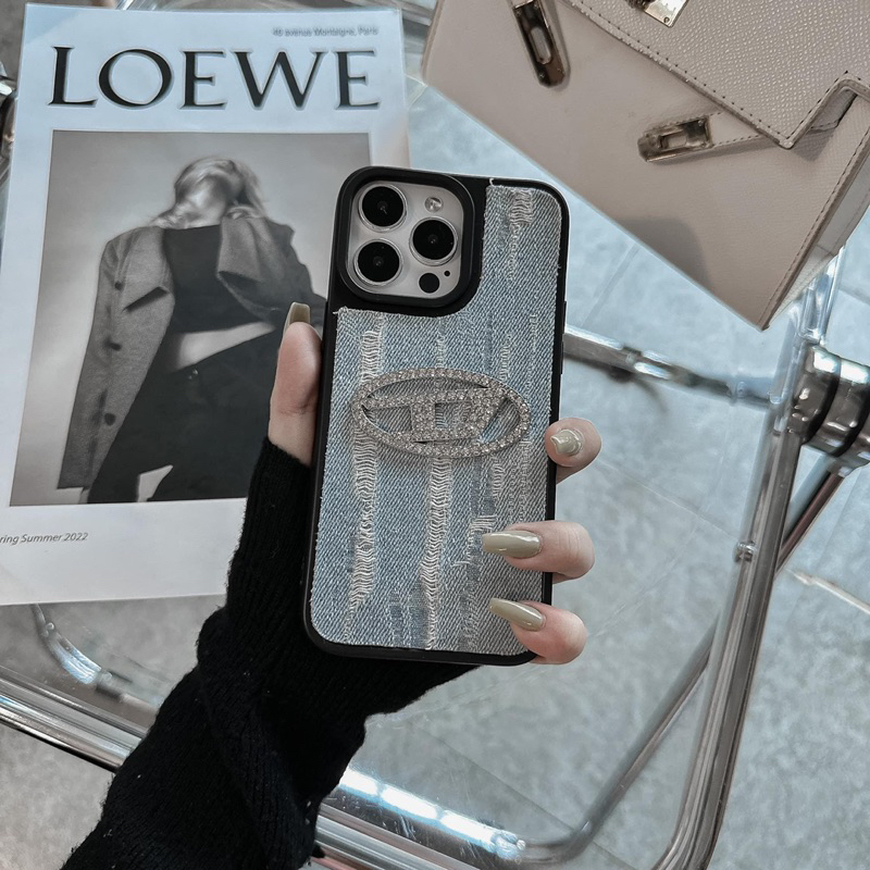 Ốp Lưng DIE SEL đính đá chất bò xước chống bẩn cạnh vuông cho i phone 7 đến 14promax