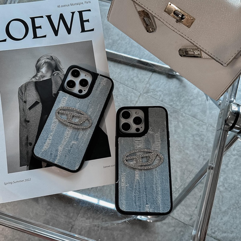 Ốp Lưng DIE SEL đính đá chất bò xước chống bẩn cạnh vuông cho i phone 7 đến 14promax