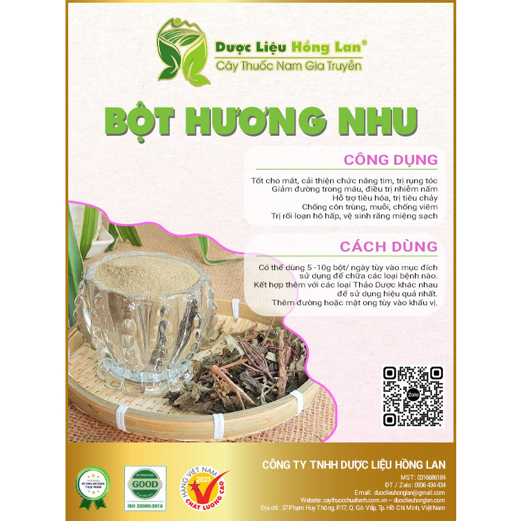 Bột Cây Hương Nhu nguyên chất loại 1 (không pha chộn tạp chất, đã sao thơm, không chất bảo quản)