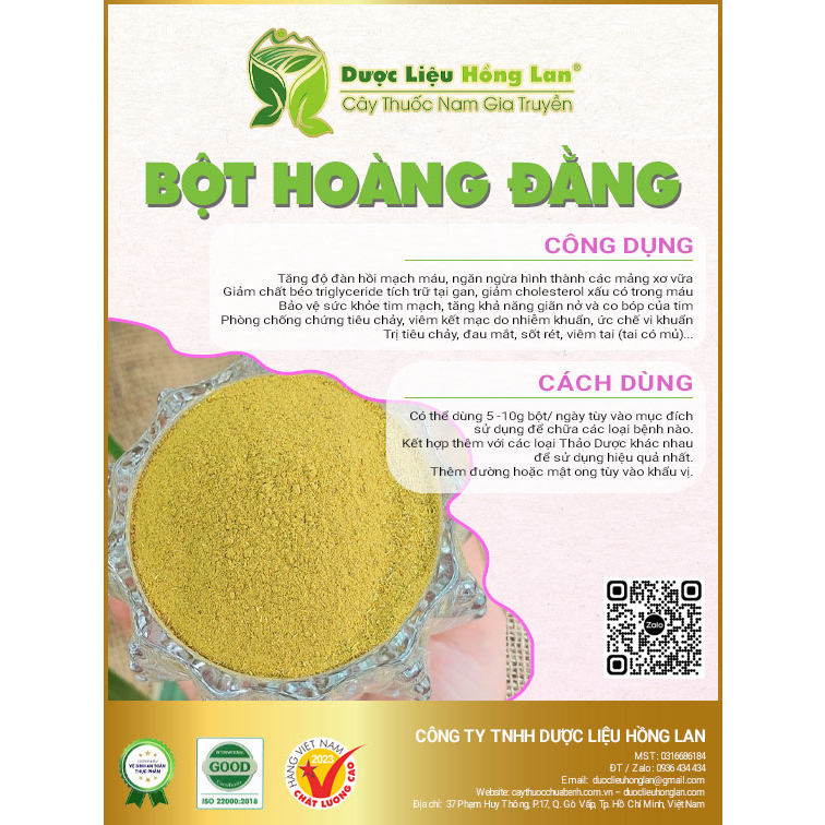 Bột Hoàng Đằng loại 1 (không pha chộn tạp chất, đã sao thơm, không chất bảo quản)