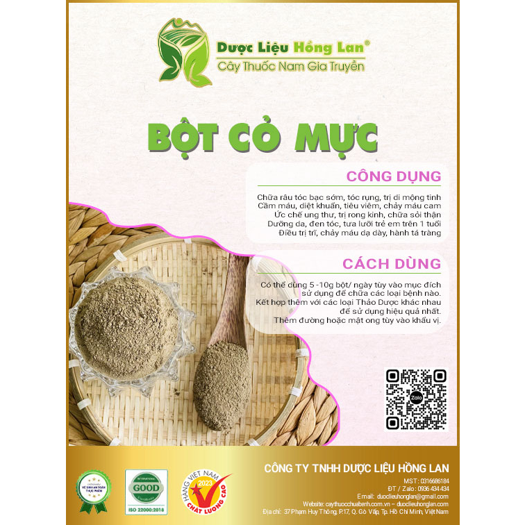 ✅ Bột Cỏ Mực (Nhọ Nồi) loại 1 nguyên chất (Bột thảo mộc không pha chộn tạp chất, đã sao thơm, không chất bảo quản)