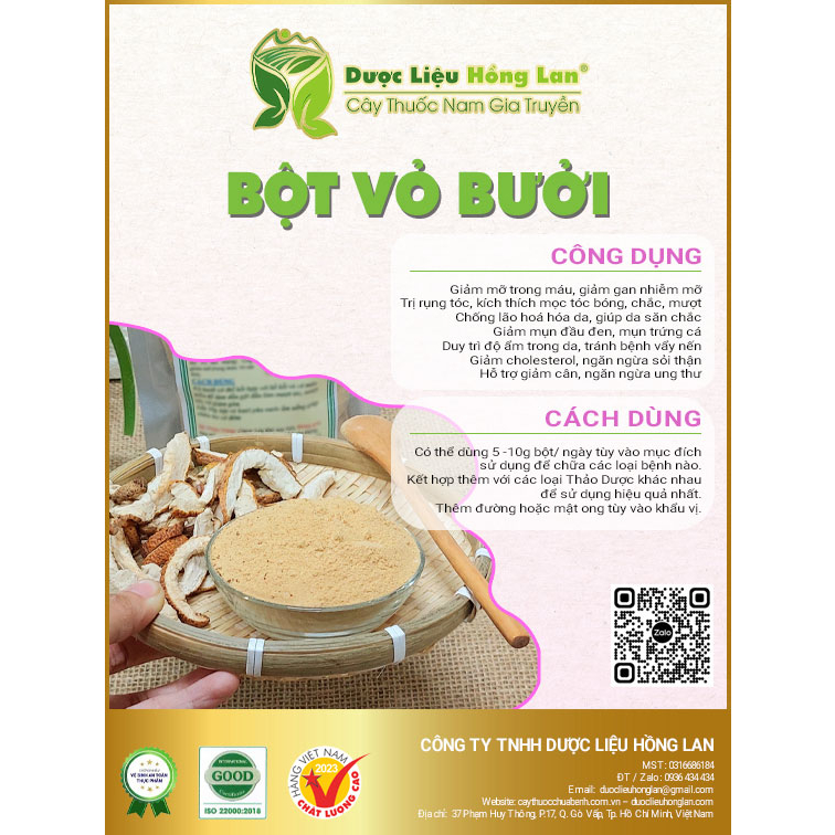 ✅ Bột Vỏ Bưởi nguyên chất (Bột thảo mộc không pha chộn tạp chất, đã sao thơm, không chất bảo quản)