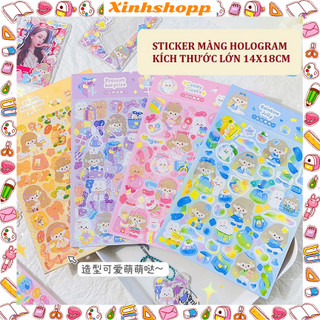 Sticker momo màng hologram siêu lớn 14x18cm