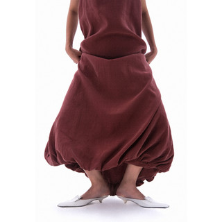 /ou'ba:d/ - ĐẦM VÁY BÍ LỤA MÀU ĐỎ GẠCH form suông basic nữ, chất vải mịn S/M/L