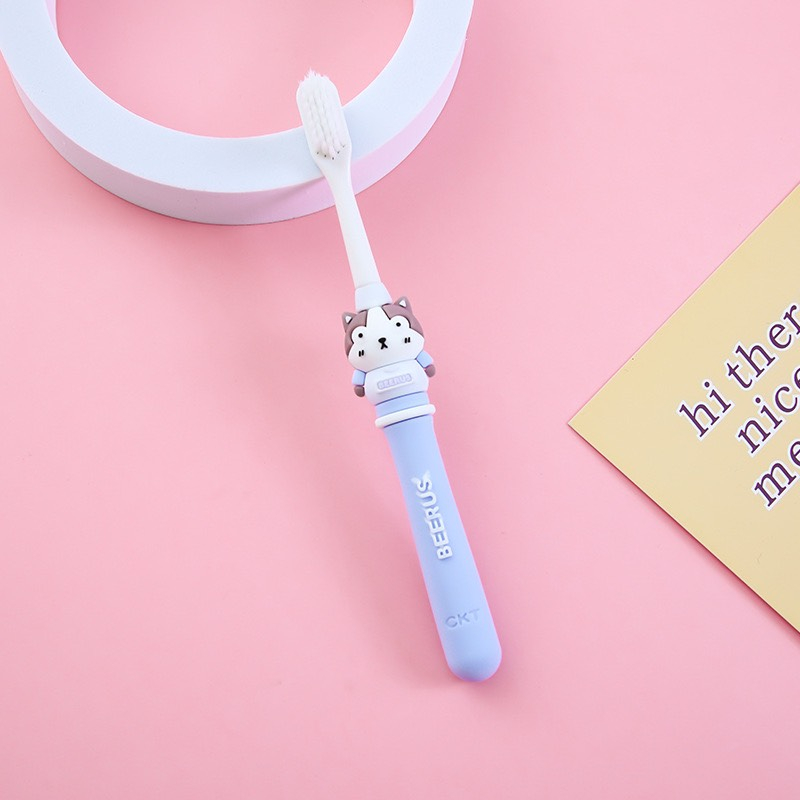 Bàn chải đánh răng lông mềm cho bé từ 6 đến 14 tuổi hình thú dễ thương nhiều màu sắc cho bé thích thú lông mềm êm ái