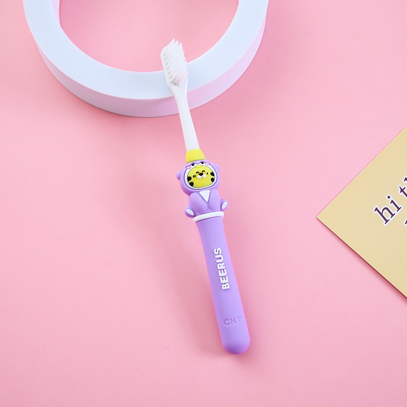 Bàn chải đánh răng lông mềm cho bé từ 6 đến 14 tuổi hình thú dễ thương nhiều màu sắc cho bé thích thú lông mềm êm ái