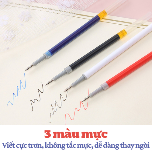 Hộp 4 Bút Bi Bấm Lopet Cao Cấp có Đệm Tay Màu Pastel Cute Set 6 Cây Viết 0.5 Mực Gel Đen Đỏ Xanh Peach Home 1k