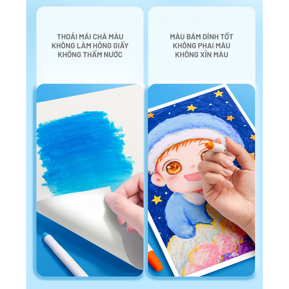 Bút Sáp Màu Sơn Dầu Nắp Vặn Kèm Cọ Tán Màu Hộp Nhựa Tay Xách