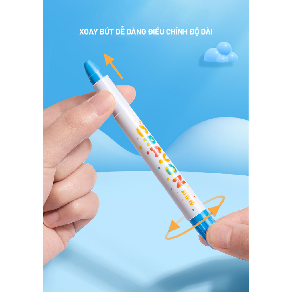 Bút Sáp Màu Sơn Dầu Nắp Vặn Kèm Cọ Tán Màu Hộp Nhựa Tay Xách