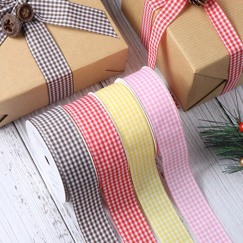 (2Cmx45M) Cuộn Ruy Băng Vải Hoạ Tiết Carro Thắt Nơ, Gói Quà, Làm Đồ Handmade, DIY,…
