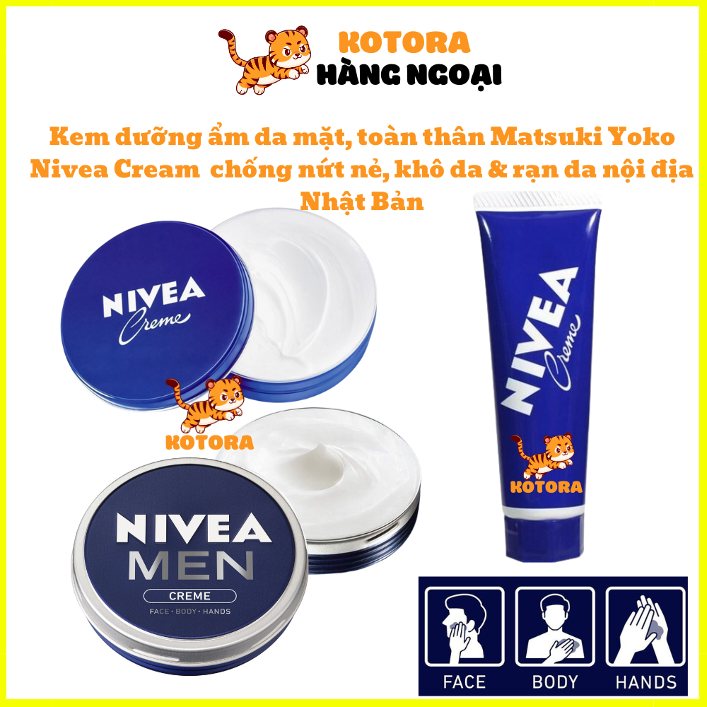 Kem dưỡng ẩm da mặt, toàn thân Matsuki Yoko Nivea Cream Nivea Men chống nứt nẻ, khô da & rạn da nội địa Nhật Bản