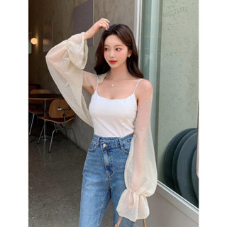  Áo khoác cardigan mỏng viền áo choàng lưới khoác nhẹ áo khoác nhẹ áo khoác vải sheer lấp lánh đi tiệc đi dạo 