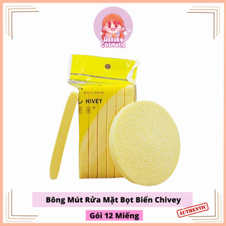 Bông mút rửa mặt bọt biển chivey - gói 12 miếng