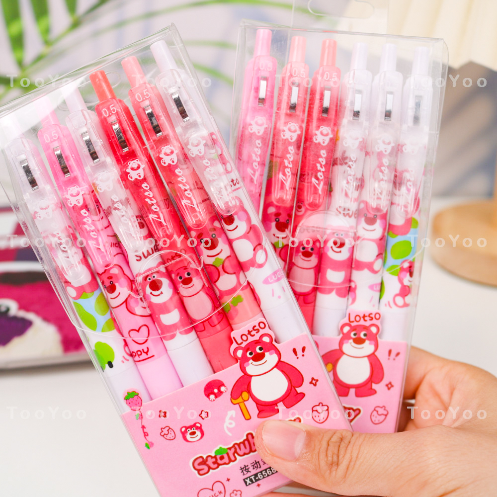 Set 6 bút bi Gấu dâu Lotso mực đen dễ thương cute TooYoo BK00166