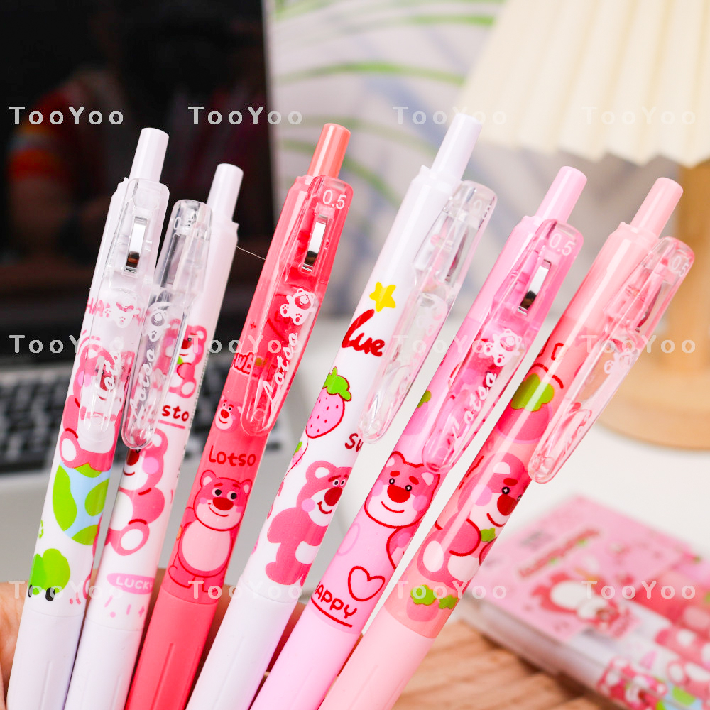Set 6 bút bi Gấu dâu Lotso mực đen dễ thương cute TooYoo BK00166