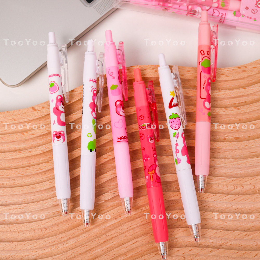 Set 6 bút bi Gấu dâu Lotso mực đen dễ thương cute TooYoo BK00166