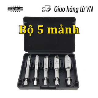 Bộ 5 mũi khoan tháo vít bị hỏng, dụng cụ tháo gỡ bu lông vít bị hỏng bị tước bộ dụng cụ phá dỡ dễ dàng lấy ra