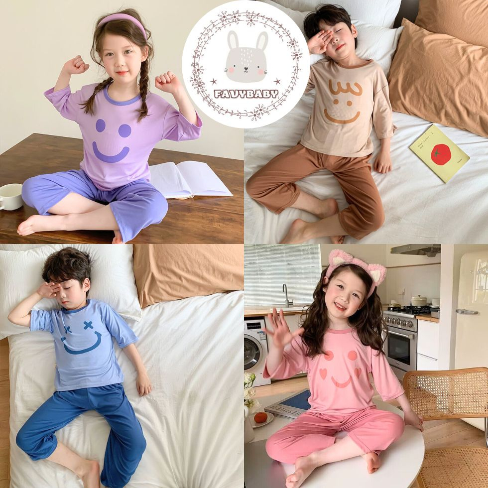 Bộ Lửng Thun Lạnh MINKY MOM Chính Hãng Bé Trai Bé Gái Hình Mặt Cười Đáng Yêu Cho Bé 0 1 2 3 4 5 Tuổi - Favybaby