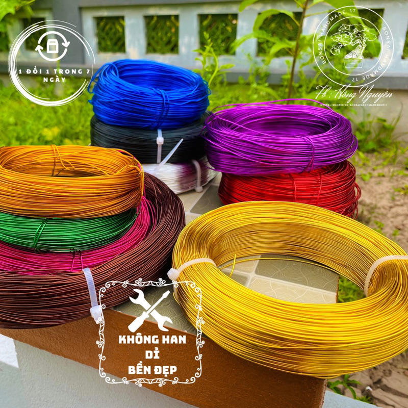 Dây nhôm mạ màu làm bonsai handmade, cuộn 100Gr Size 1mm sieure