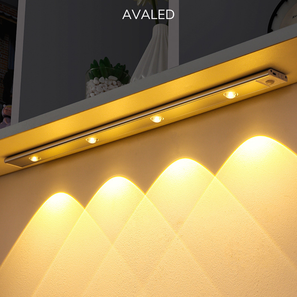 Đèn LED cảm biến chuyển động  AVALED 3 màu sáng, đèn led decor phòng ngủ, phòng bếp, dán tủ quần áo 5h sử dụng